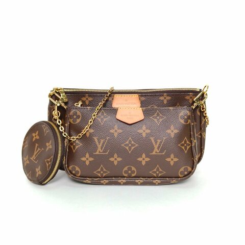 LOUIS VUITTON MultiPochetteAccessoires五合一粉肩帶老花PVC2019肩背包