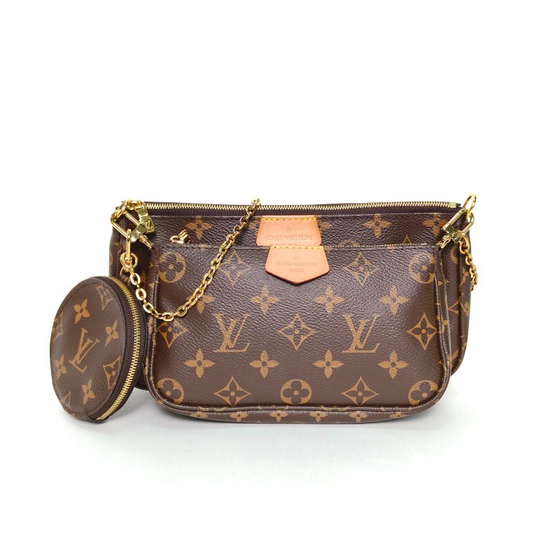 LOUIS VUITTON MultiPochetteAccessoires五合一粉肩帶老花PVC2019肩背包-0