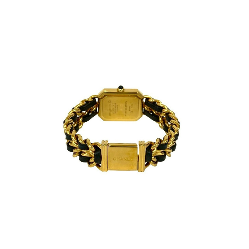 香奈兒 Premiere M 號石英不鏽鋼皮革腕錶，金色/黑色，38479-4