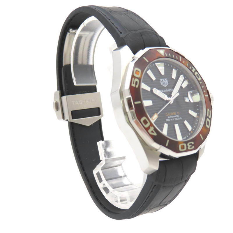 TAG Heuer Aquaracer WAY201N 自動機械腕錶，不鏽鋼/橡膠錶帶，黑色錶盤，0223-3