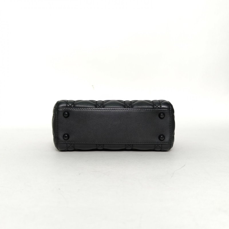 DIOR Lady戴妃包三格黑色牛皮磨砂扣2019肩背包-4