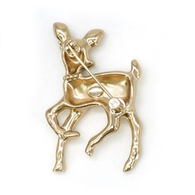 Chanel 金屬小鹿胸針(ABF295-淡金)-1