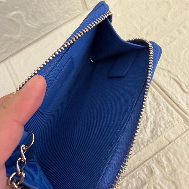 Chanel 藍色羊皮L型拉鏈鑰匙釦零錢包💙-6
