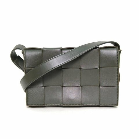 BOTTEGA VENETA Cassette23寬肩帶墨綠色羊皮肩背包