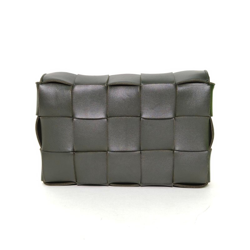 BOTTEGA VENETA Cassette23寬肩帶墨綠色羊皮肩背包-2