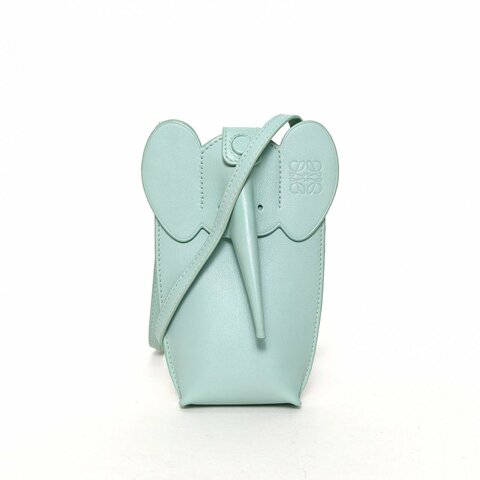 LOEWE ElephantPocketLogo小象手機包綠色牛皮肩背包