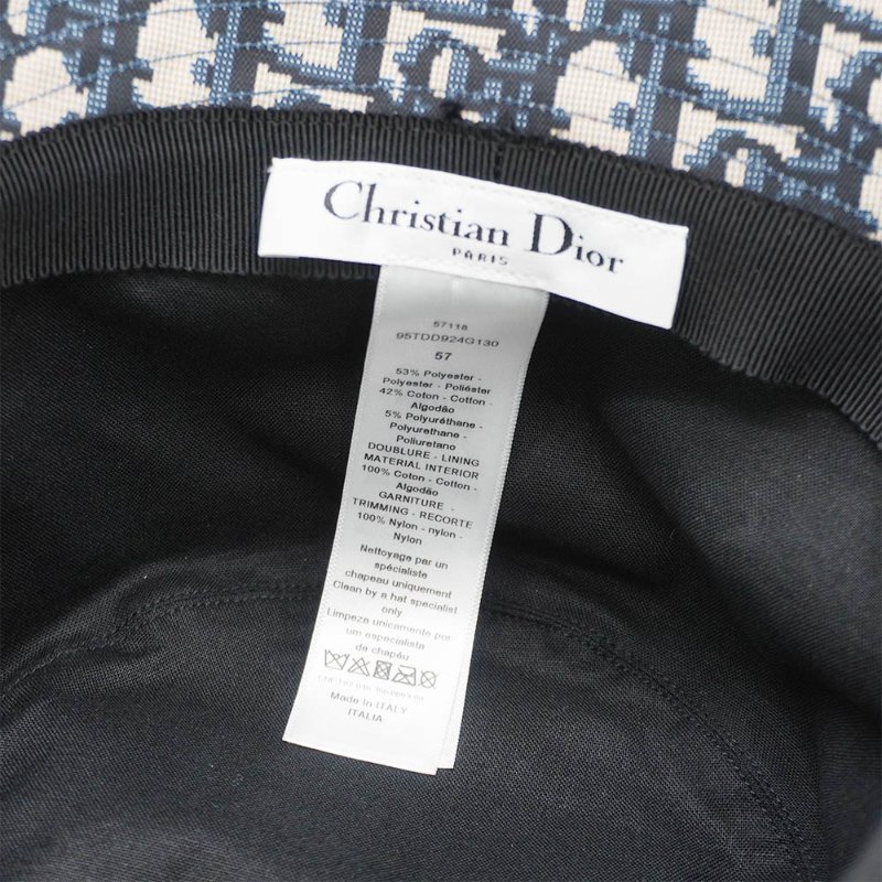 Dior 展示品 帆布老花內裏拚蕾絲漁夫帽#57(藍)-4