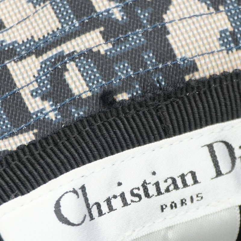 Dior 展示品 帆布老花內裏拚蕾絲漁夫帽#57(藍)-5