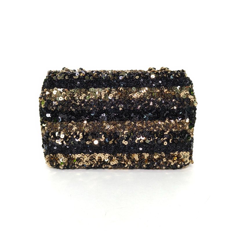 CHANEL CF口蓋包大Mini20拼色珠片26開金扣肩背包-2