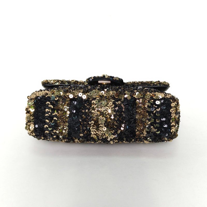 CHANEL CF口蓋包大Mini20拼色珠片26開金扣肩背包-4