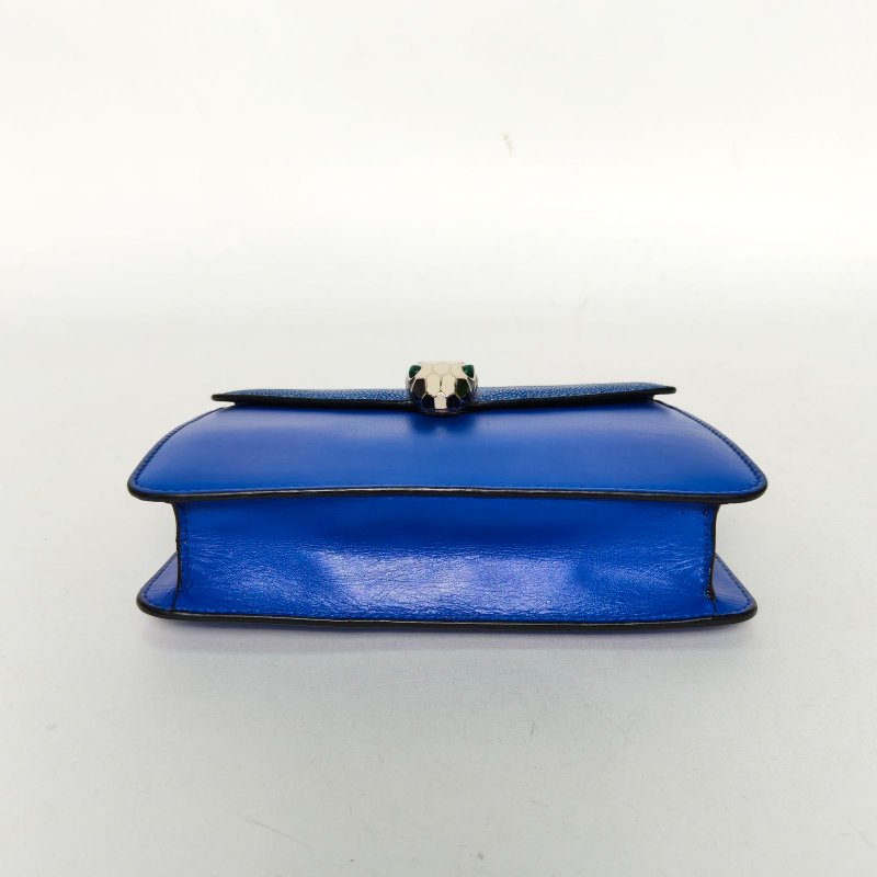 BVLGARI SerpentiForever鏈條蛇頭包方版20藍色牛皮肩背包-4