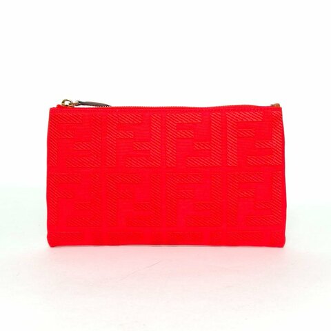 FENDI 紅色帆布FFlogo手拿包肩背包