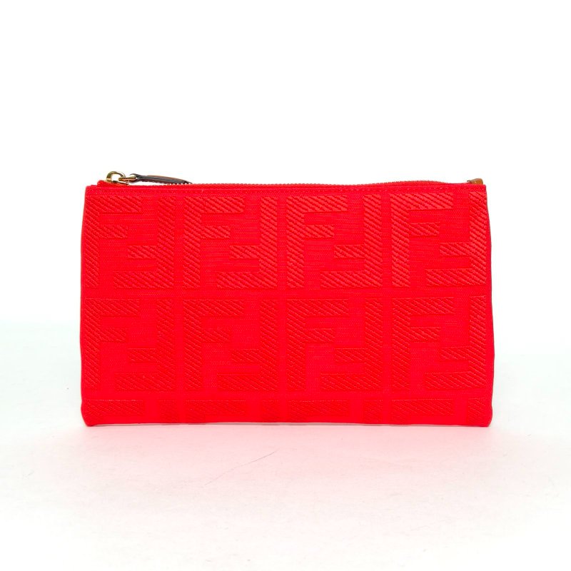 FENDI 紅色帆布FFlogo手拿包肩背包-0