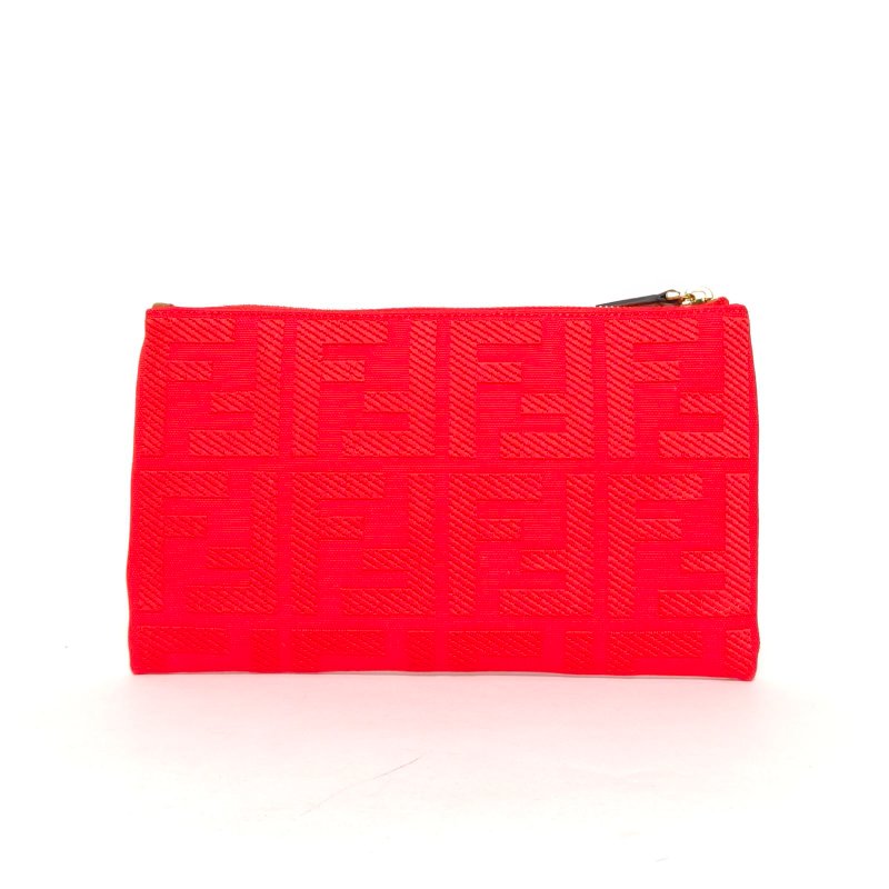 FENDI 紅色帆布FFlogo手拿包肩背包-2