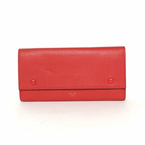 CELINE 紅色牛皮長款錢包手拿包肩背包