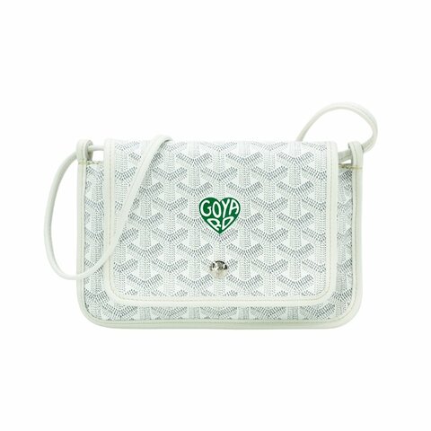 Goyard 展示品 Plumet 愛心印花翻蓋帆布扁斜背包(白)