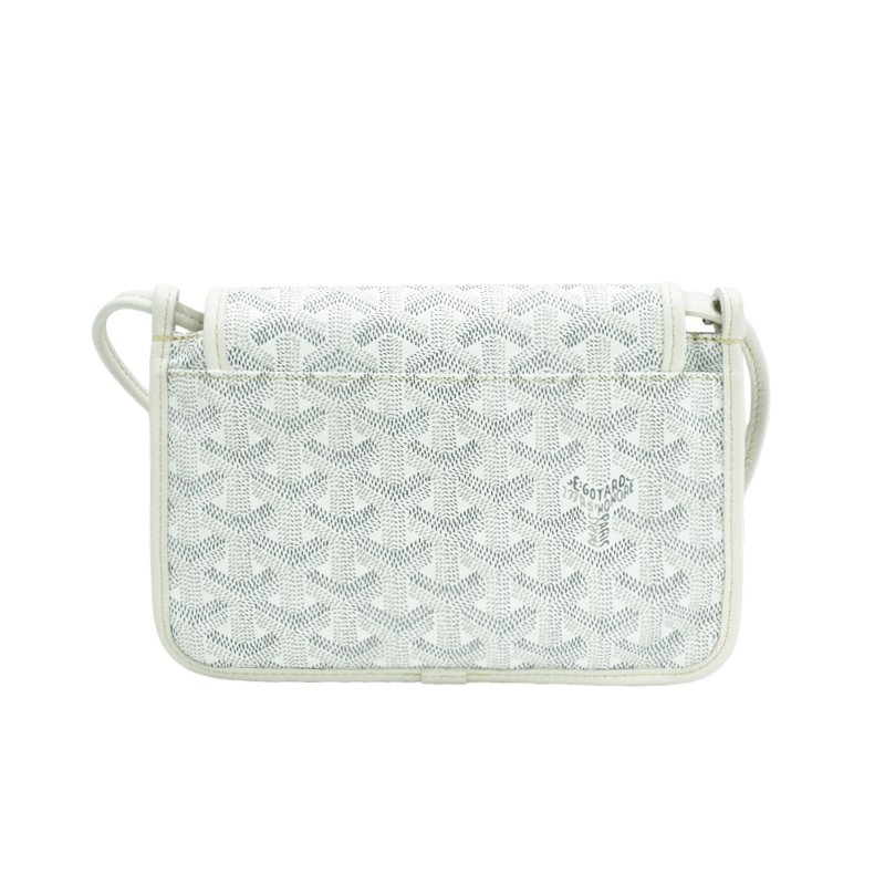 Goyard 展示品 Plumet 愛心印花翻蓋帆布扁斜背包(白)-2