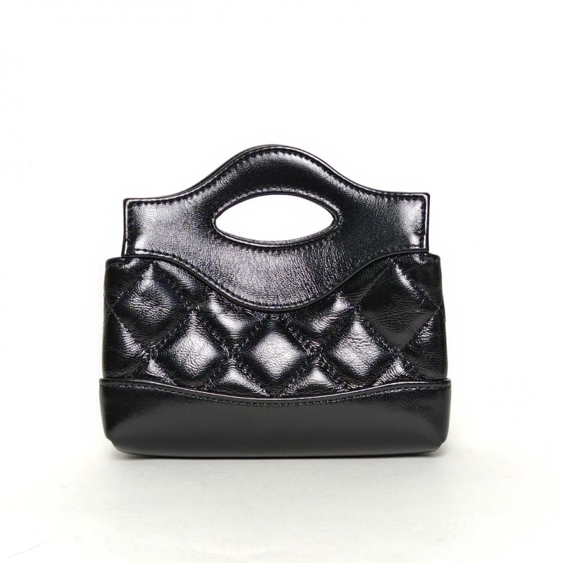 CHANEL 31Bag超Mini13黑色羊皮鐳射標金扣菱格紋肩背包-2