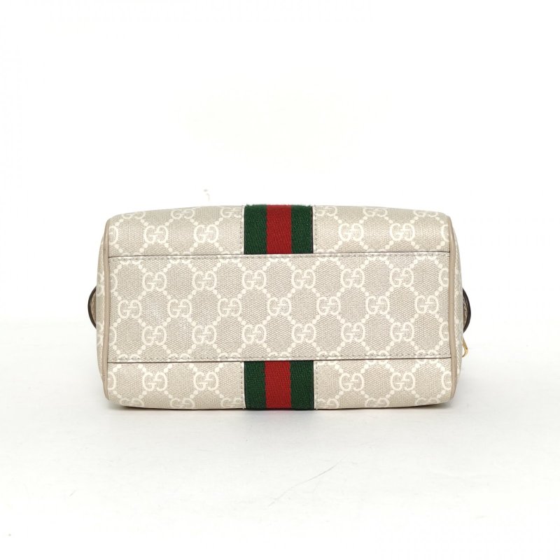 GUCCI Ophidia保齡球Mini21米色牛皮/帆布金扣肩背包-4