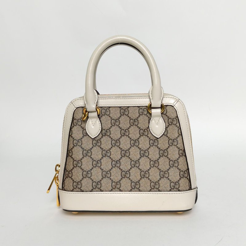 GUCCI Horsebit馬銜扣1955手提貝殼包Mini20白色PVC金扣肩背包-2