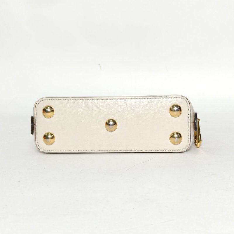 GUCCI Horsebit馬銜扣1955手提貝殼包Mini20白色PVC金扣肩背包-4