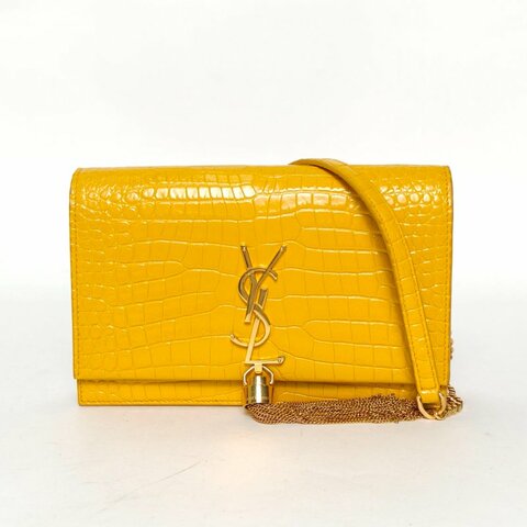 SAINT LAURENT KATEWoc流蘇黃色牛皮金扣肩背包