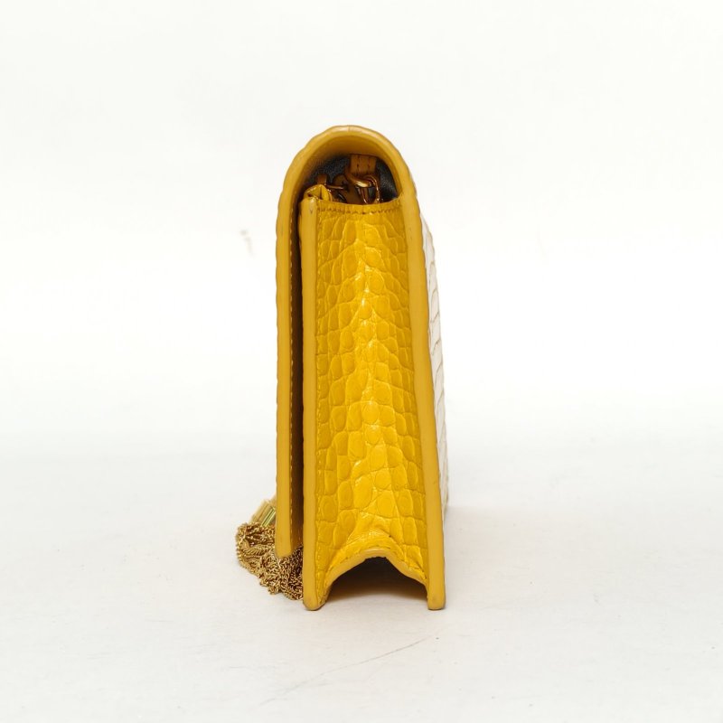 SAINT LAURENT KATEWoc流蘇黃色牛皮金扣肩背包-1