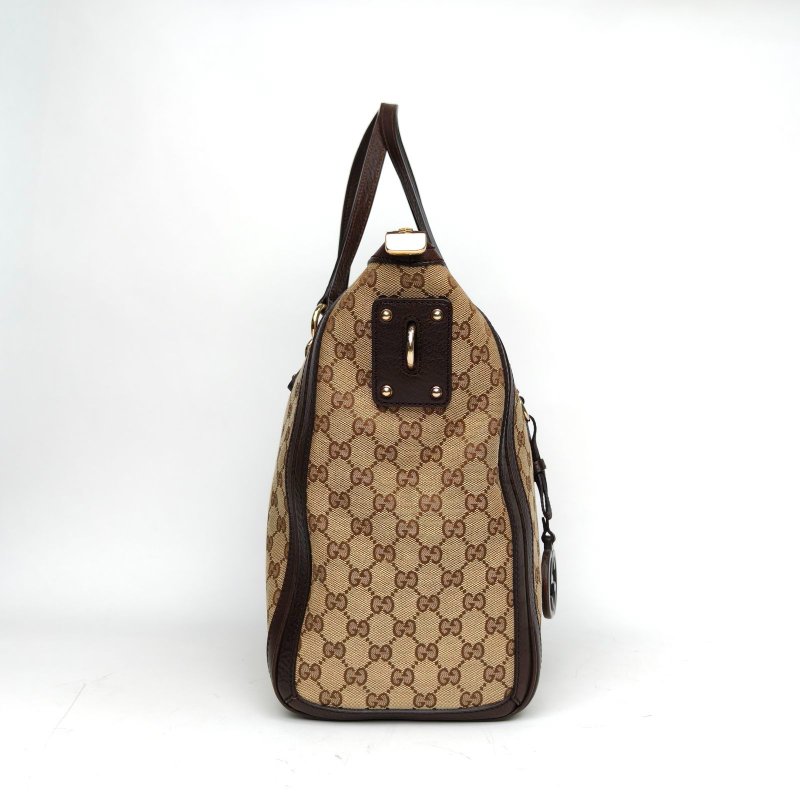 GUCCI 老花帆布金扣雙G托特包手提包肩背包-1