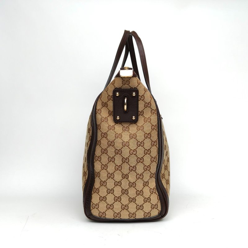 GUCCI 老花帆布金扣雙G托特包手提包肩背包-3