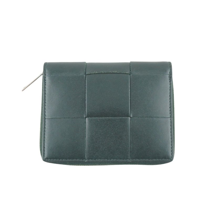 BV Bottega Veneta Zip Around Wallet 深墨綠色拉鏈大編織皮夾 中夾-3