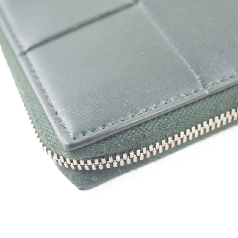 BV Bottega Veneta Zip Around Wallet 深墨綠色拉鏈大編織皮夾 中夾-10