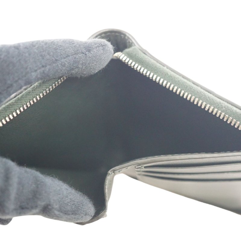 BV Bottega Veneta Zip Around Wallet 深墨綠色拉鏈大編織皮夾 中夾-13