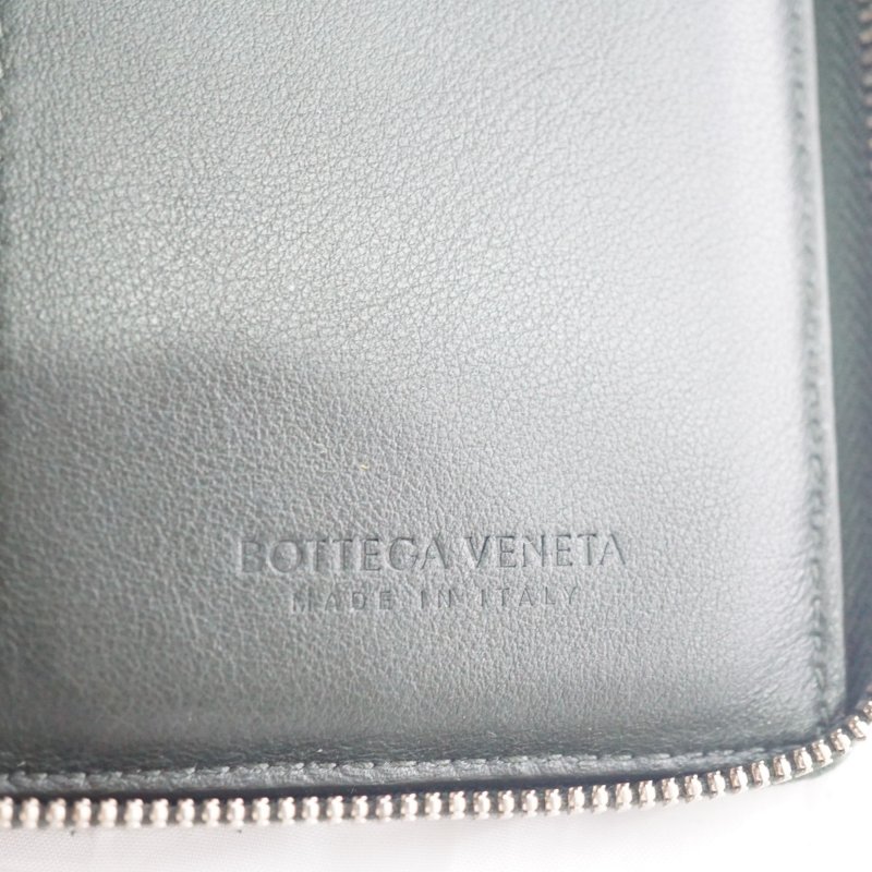BV Bottega Veneta Zip Around Wallet 深墨綠色拉鏈大編織皮夾 中夾-14