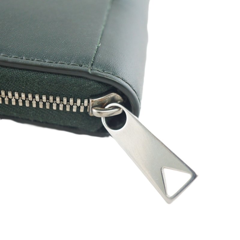 BV Bottega Veneta Zip Around Wallet 深墨綠色拉鏈大編織皮夾 中夾-15