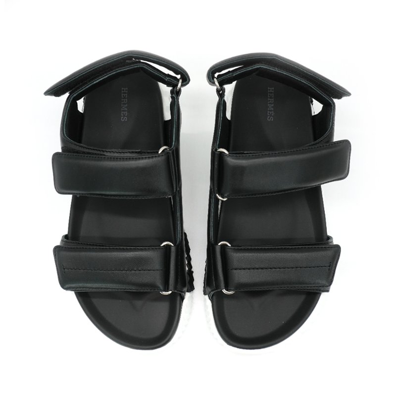 Hermes Junior Nappa皮革科技涼鞋(Noir黑) #42-2