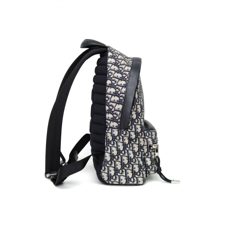 DIOR Rider兒童雙肩包墨藍色帆布銀扣2019Oblique印花肩背包-3