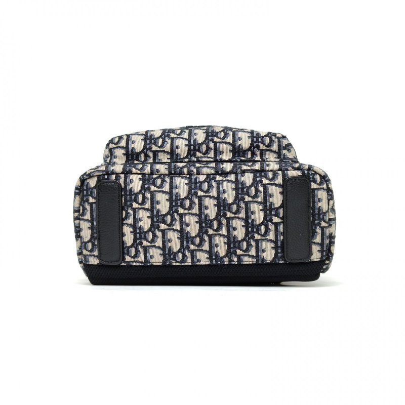 DIOR Rider兒童雙肩包墨藍色帆布銀扣2019Oblique印花肩背包-4