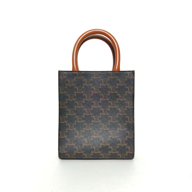 CELINE Cabas豎款手袋Mini凱旋門印花褐色人造革肩背包-2