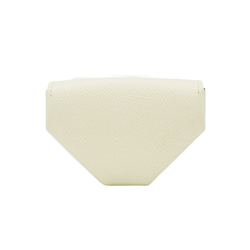 Hermes 24 Verso 銀釦Epsom皮拚色三角零錢包(白/淺黃)-2