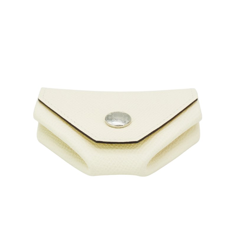 Hermes 24 Verso 銀釦Epsom皮拚色三角零錢包(白/淺黃)-3