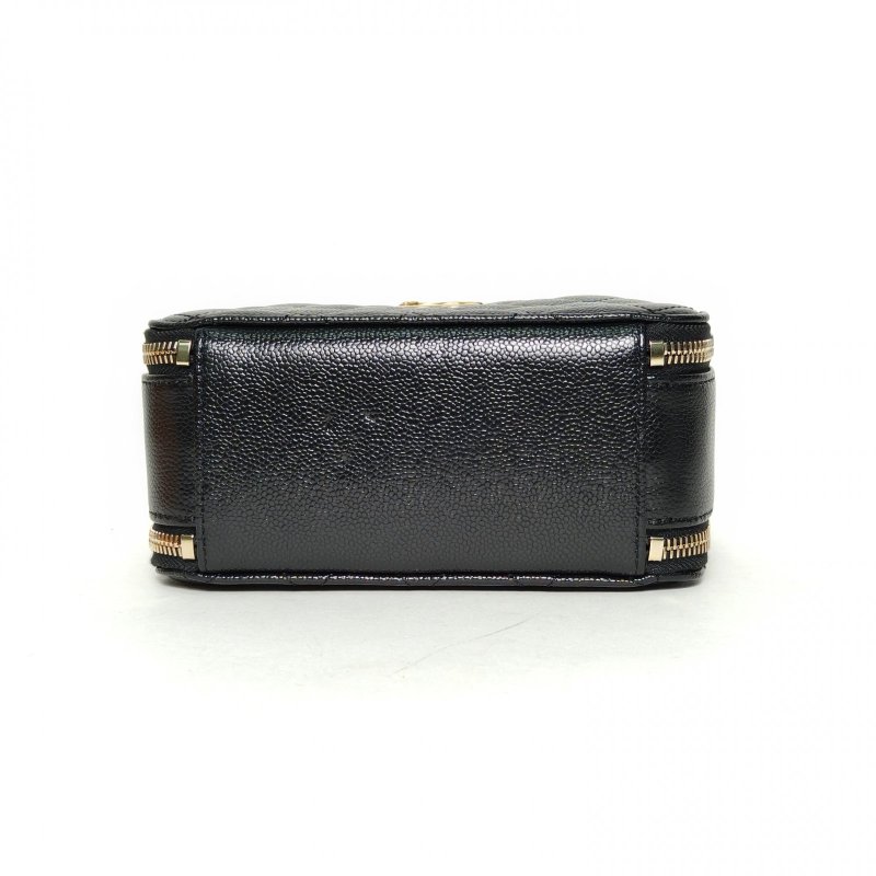 CHANEL 22S手柄相機包16黑色荔枝牛皮晶片開金扣雙皮穿拼金屬字母手柄肩背包-4