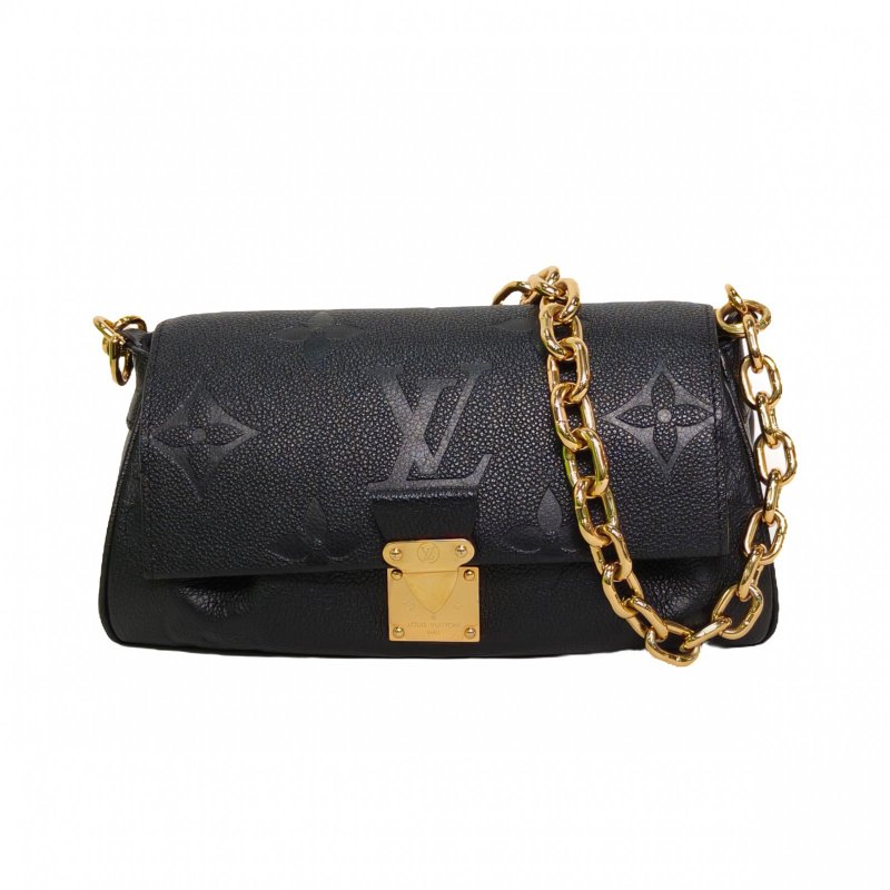 LOUIS VUITTON Favorite鏈條雲朵包黑色牛皮晶片肩背包-0