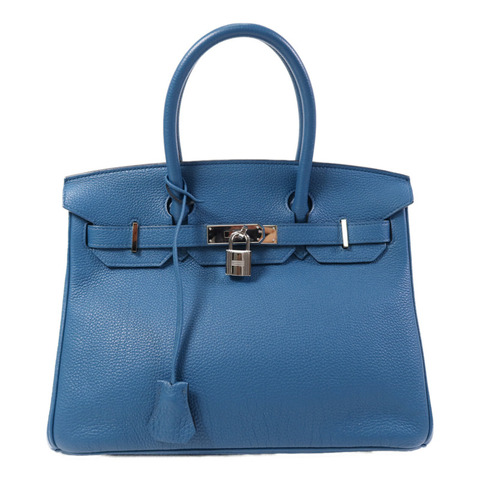HERMES Togo皮革Birkin 30銀扣手挽袋Vert Bosphore