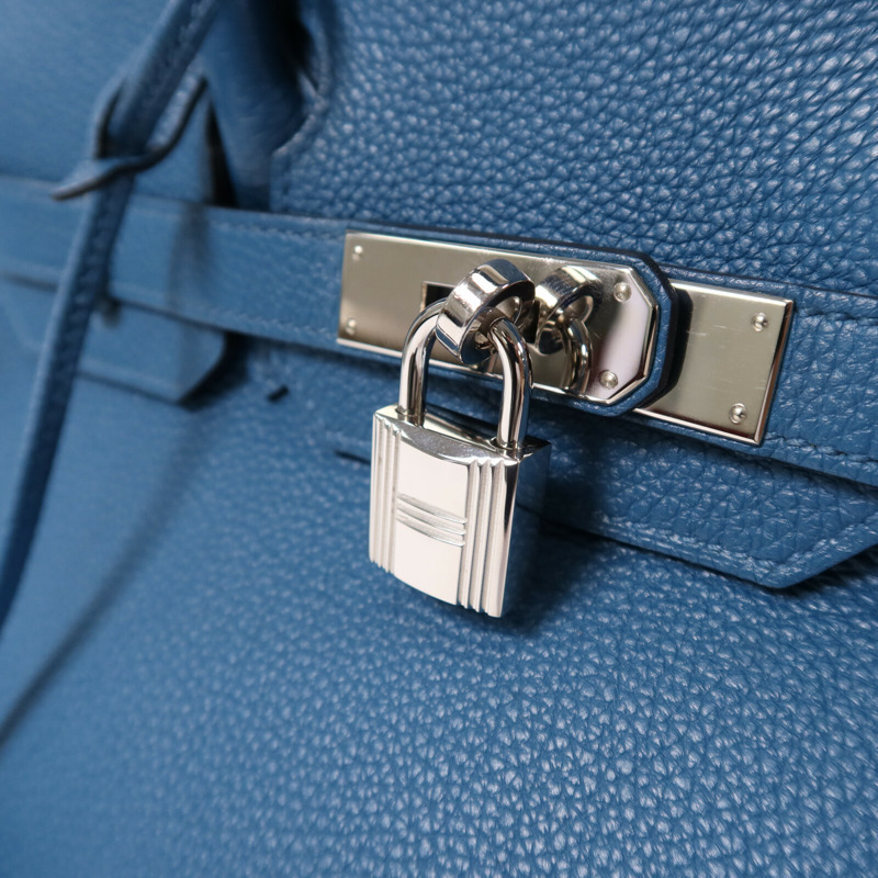 HERMES Togo皮革Birkin 30銀扣手挽袋Vert Bosphore-9