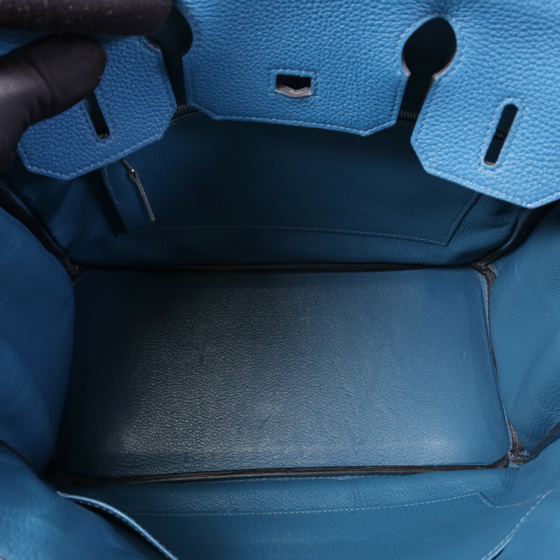 HERMES Togo皮革Birkin 30銀扣手挽袋Vert Bosphore-10