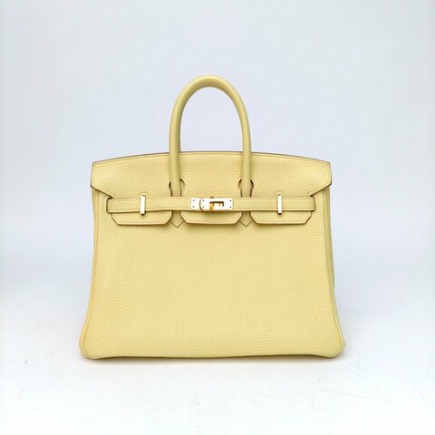 HERMES Birkin251Z小雞黃Togo皮Z刻金扣肩背包