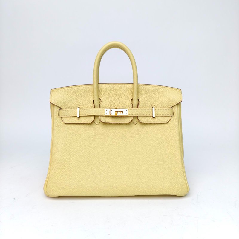 HERMES Birkin251Z小雞黃Togo皮Z刻金扣肩背包-0
