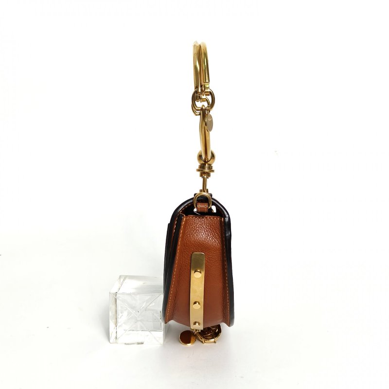 CHLOE NILE手鐲包晚裝包金棕色牛皮金扣肩背包-1