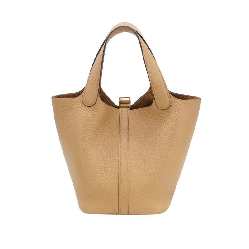 Hermes 展示品 Picotin 18 牛皮金釦手提包(Chai奶茶色)-3