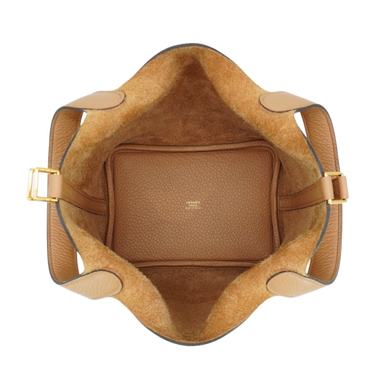 Hermes 展示品 Picotin 18 牛皮金釦手提包(Chai奶茶色)-5